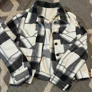 Women's Black and White Plaid shacket
